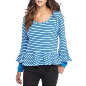 We the free, Free People Round About Blue and White Striped Top size medium